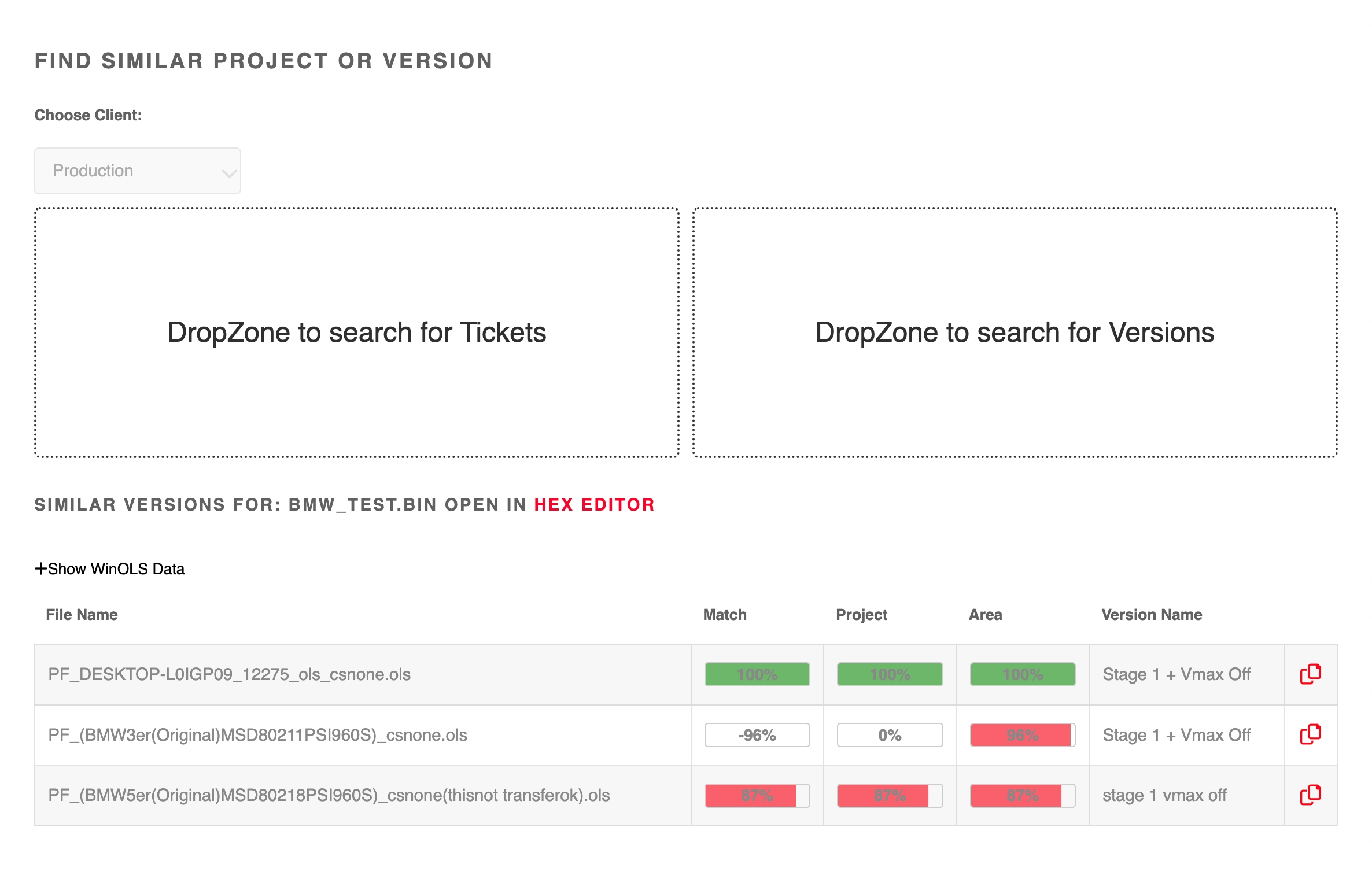 Tuning Automation File Check UI